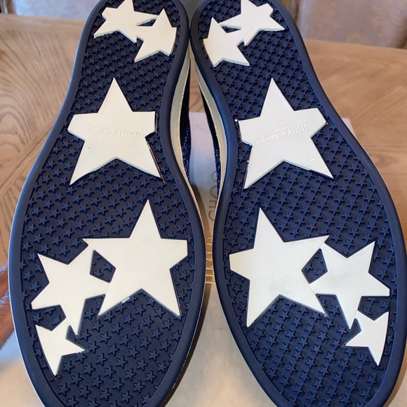 ❤️ Authentic Brand New Jimmy Choo Sneakers, Navy Blue with Blue Crystal Stones - Picture 8 of 11